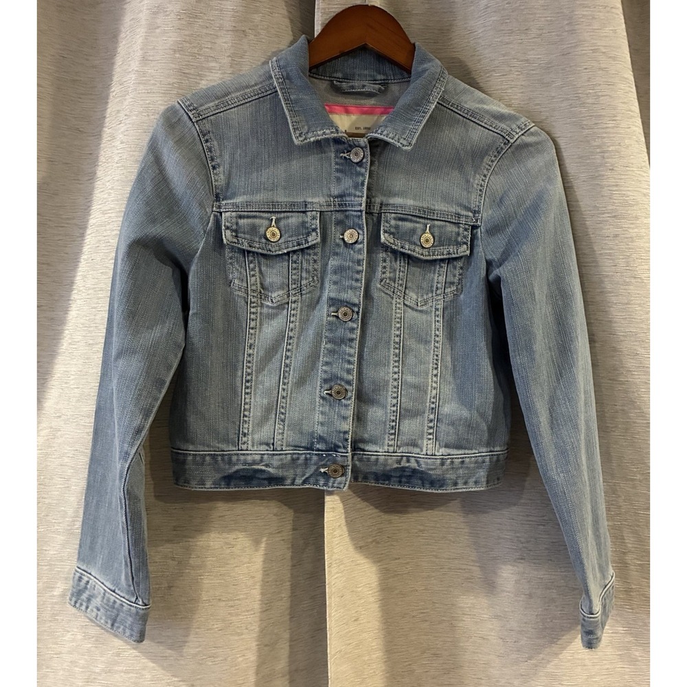 Abercrombie & Fitch Vintage Y2K Denim Jacket Womens Large Blue Cropped Babydoll
